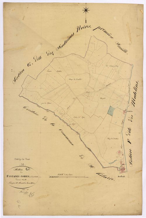Cercy-la-Tour, cadastre ancien : plan parcellaire de la section G dite de Fontaines Noires, feuille 2