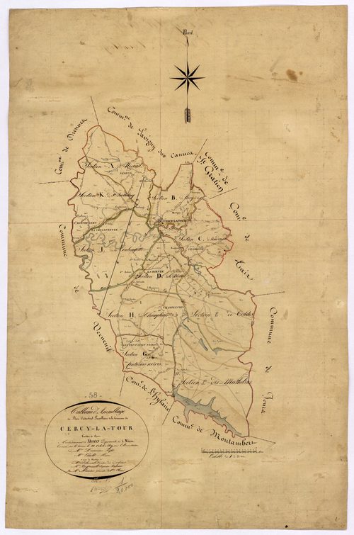 Cercy-la-Tour, cadastre ancien : tableau d'assemblage