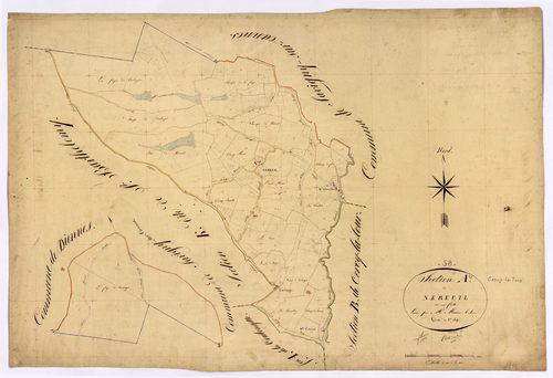 Cercy-la-Tour, cadastre ancien : plan parcellaire de la section A dite de Néreuil