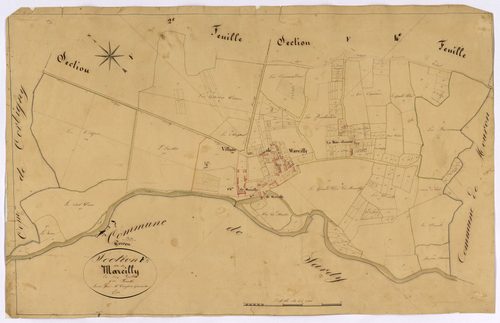 Cervon, cadastre ancien : plan parcellaire de la section F dite de Marcilly, feuille 5