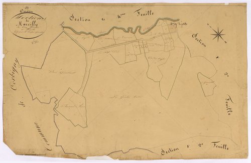 Cervon, cadastre ancien : plan parcellaire de la section F dite de Marcilly, feuille 1