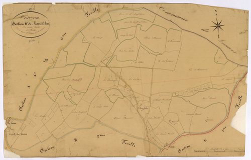 Cervon, cadastre ancien : plan parcellaire de la section B dite de Marré-le-Bas, feuille 1