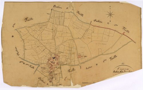 Cervon, cadastre ancien : plan parcellaire de la section B dite de Marré-le-Bas, feuille 4