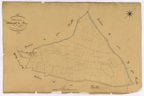 Cervon, cadastre ancien : plan parcellaire de la section G dite de Viry, feuille 3