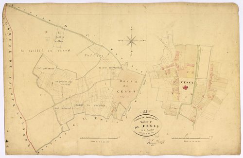 Cessy-les-Bois, cadastre ancien : plan parcellaire de la section C dite de Cessy, feuille 1