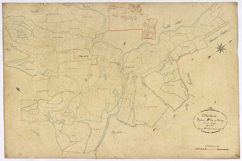 Chalaux, cadastre ancien : plan parcellaire de la section B dite du Bourg, feuille 1