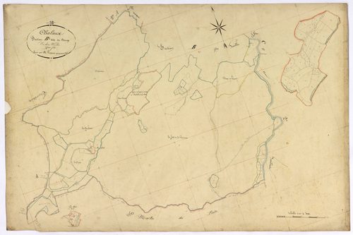 Chalaux, cadastre ancien : plan parcellaire de la section B dite du Bourg, feuille 2