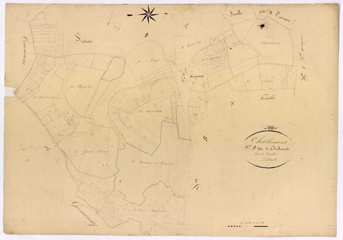 Challement, cadastre ancien : plan parcellaire de la section B dite de Challement, feuille 2