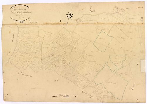 Challement, cadastre ancien : plan parcellaire de la section B dite de Challement, feuille 1