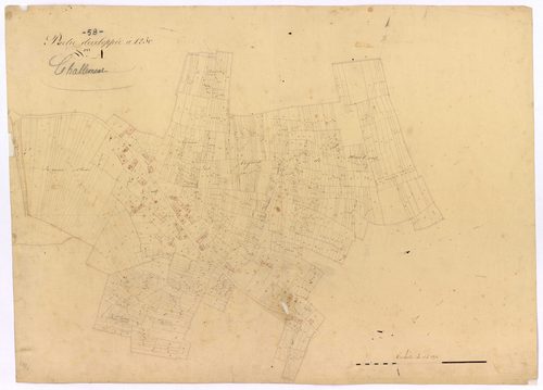 Challement, cadastre ancien : plan parcellaire de la section A dite de Cungy, développement