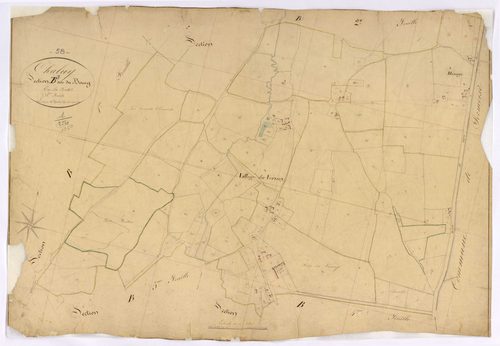 Challuy, cadastre ancien : plan parcellaire de la section B dite du Bourg, feuille 3