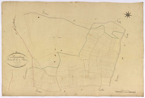 Champlemy, cadastre ancien : plan parcellaire de la section E dite de Thouez, feuille 1