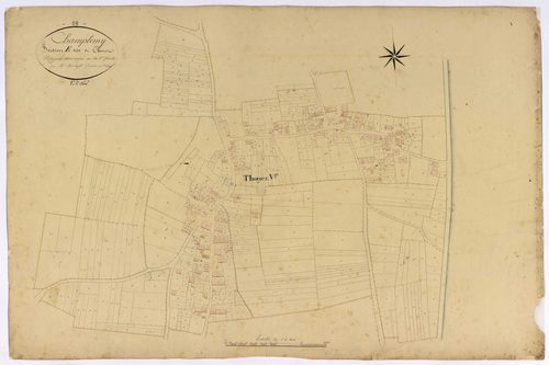 Champlemy, cadastre ancien : plan parcellaire de la section E dite de Thouez, feuille 2, développement