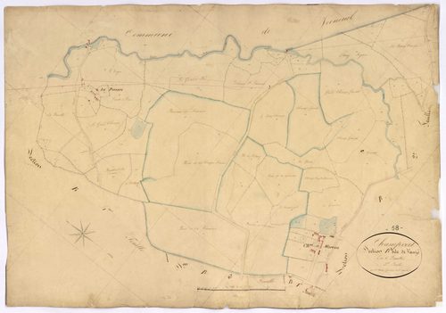 Champvert, cadastre ancien : plan parcellaire de la section B dite de Vanzé, feuille 3