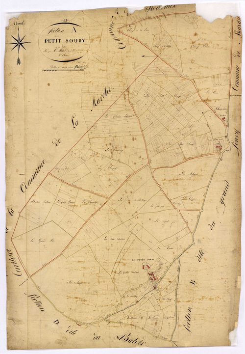 Champvoux, cadastre ancien : plan parcellaire de la section A dite du Petit Soury