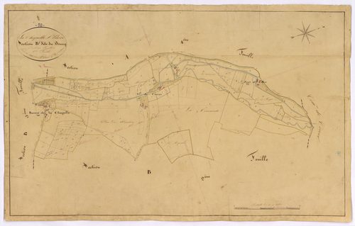 La Chapelle-Saint-André, cadastre ancien : plan parcellaire de la section B dite du Bourg, feuille 1