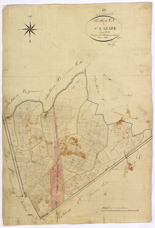 La Charité-sur-Loire, cadastre ancien : plan parcellaire de la section C dite de Saint-Lazare, feuille 1