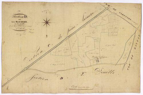 La Charité-sur-Loire, cadastre ancien : plan parcellaire de la section D dite de la Plauderie, feuille 1