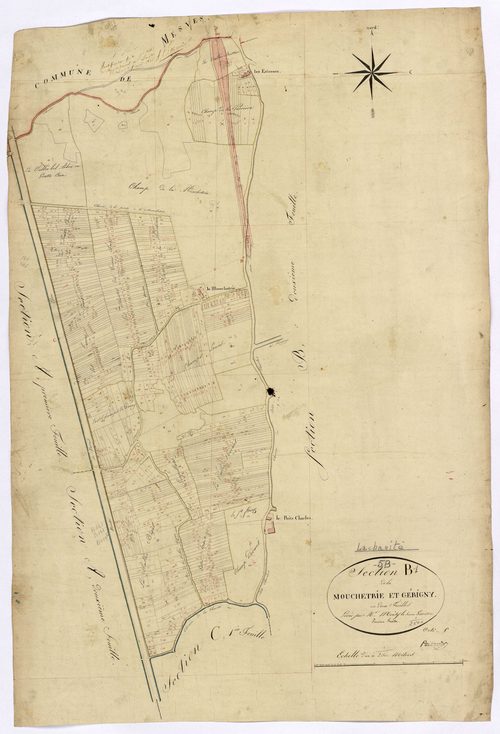 La Charité-sur-Loire, cadastre ancien : plan parcellaire de la section B dite de la Mouchetrie et Gérigny, feuille 1