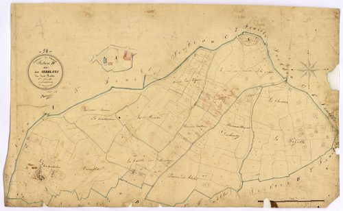 Charrin, cadastre ancien : plan parcellaire de la section D dite des Arbelats, feuille 1