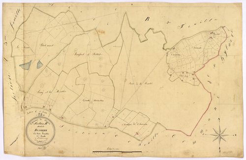 Charrin, cadastre ancien : plan parcellaire de la section B dite de la Bussière, feuille 3