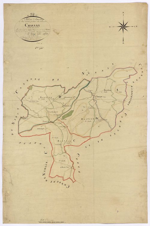 Chasnay, cadastre ancien : tableau d'assemblage
