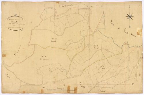 Château-Chinon Ville, cadastre ancien : plan parcellaire de la section C dite de la Croix de Mission, feuille 1