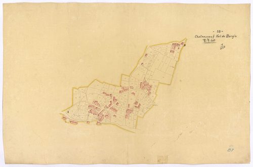 Châteauneuf-Val-de-Bargis, cadastre ancien : plan parcellaire de la section B dite de Chamery, feuille 7, développement 2