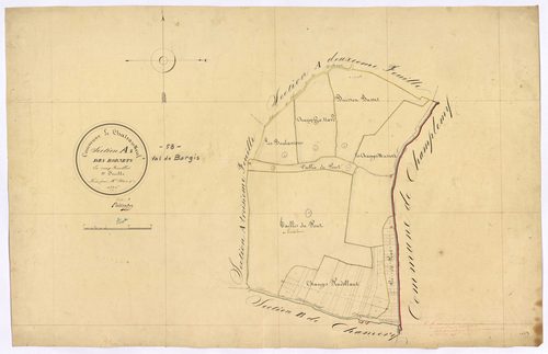 Châteauneuf-Val-de-Bargis, cadastre ancien : plan parcellaire de la section A dite des Bornets, feuille 1
