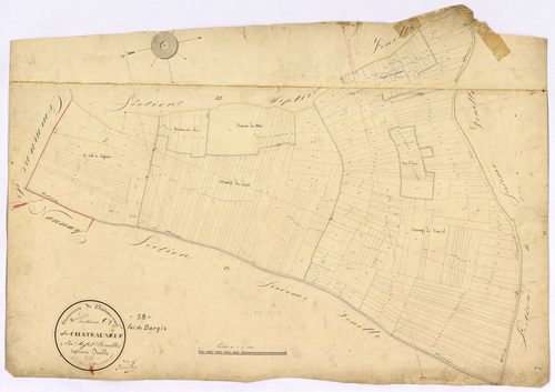 Châteauneuf-Val-de-Bargis, cadastre ancien : plan parcellaire de la section C dite du Bourg, feuille 7