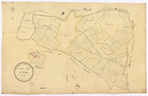 Châteauneuf-Val-de-Bargis, cadastre ancien : plan parcellaire de la section C dite du Bourg, feuille 1