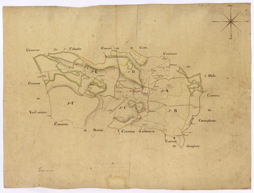 Châteauneuf-Val-de-Bargis, cadastre ancien : tableau d'assemblage (plan préparatoire)