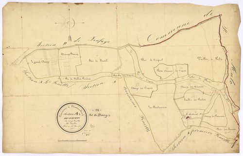 Châteauneuf-Val-de-Bargis, cadastre ancien : plan parcellaire de la section A dite des Bornets, feuille 2