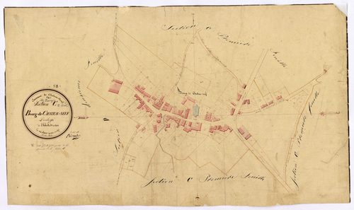 Châteauneuf-Val-de-Bargis, cadastre ancien : plan parcellaire de la section C dite du Bourg, feuille 1, développement