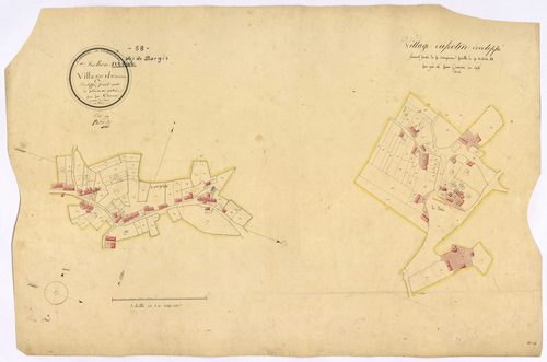 Châteauneuf-Val-de-Bargis, cadastre ancien : plan parcellaire de la section D dite de Fonfaye, feuilles 3 et 5, développement