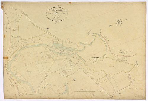 Châtillon-en-Bazois, cadastre ancien : plan parcellaire de la section B dite de la Ville, feuille 1
