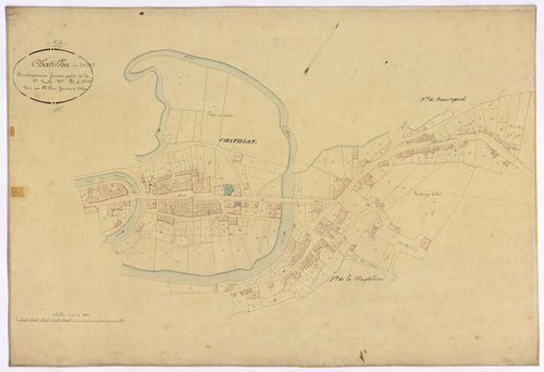 Châtillon-en-Bazois, cadastre ancien : plan parcellaire de la section B dite de la Ville, feuille 1, développement