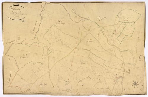 Châtin, cadastre ancien : plan parcellaire de la section C dite de Châtin, feuille 1
