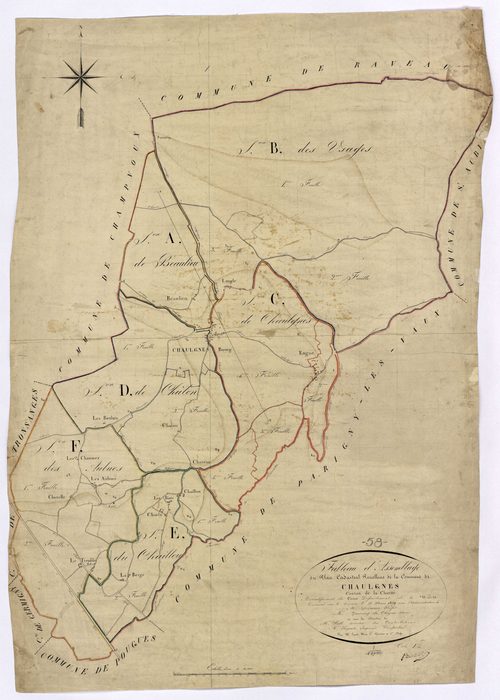 Chaulgnes, cadastre ancien : tableau d'assemblage