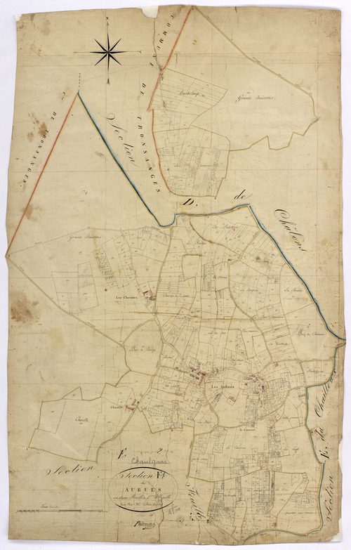 Chaulgnes, cadastre ancien : plan parcellaire de la section F dite des Aubues, feuille 1