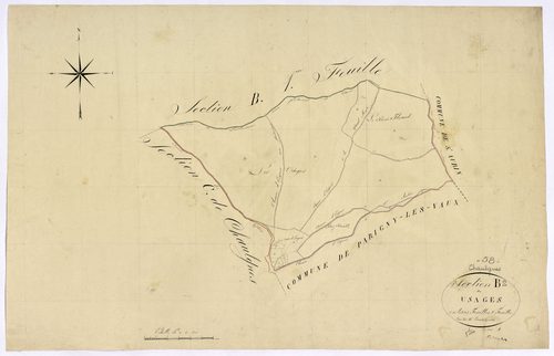Chaulgnes, cadastre ancien : plan parcellaire de la section B dite des Usages, feuille 2