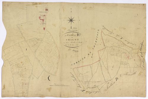 Chaulgnes, cadastre ancien : plan parcellaire de la section D dite de Châlon, feuille 1