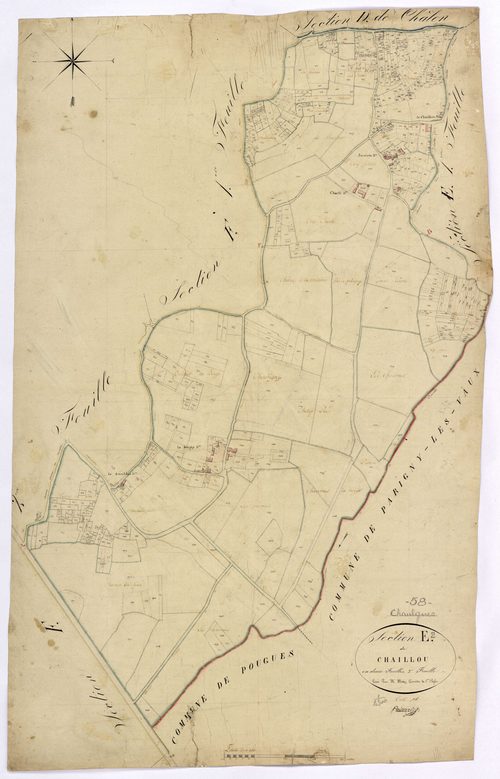 Chaulgnes, cadastre ancien : plan parcellaire de la section E dite du Chaillou, feuille 2