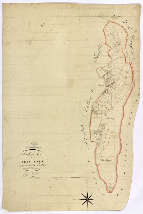 Chaulgnes, cadastre ancien : plan parcellaire de la section C dite de Chaulgnes, feuille 2