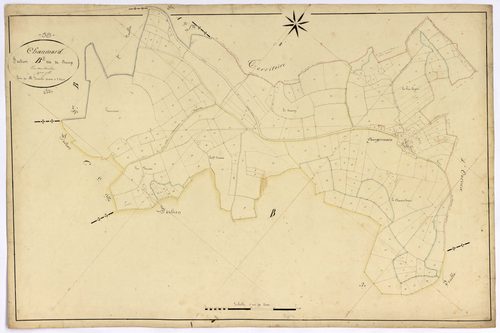 Chaumard, cadastre ancien : plan parcellaire de la section B dite du Bourg, feuille 2