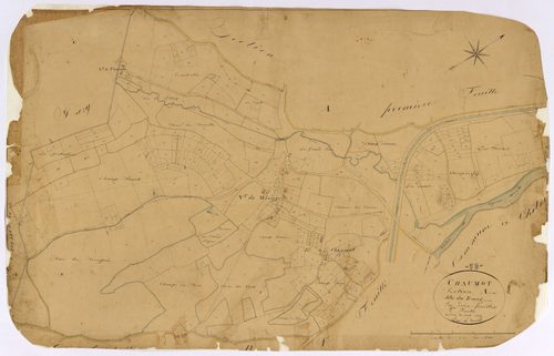Chaumot, cadastre ancien : plan parcellaire de la section A dite du Bourg, feuille 2