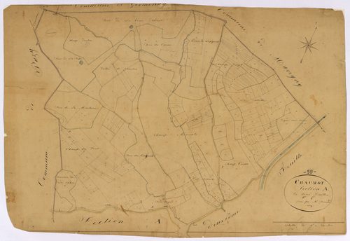 Chaumot, cadastre ancien : plan parcellaire de la section A dite du Bourg, feuille 1