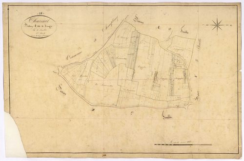 Chazeuil, cadastre ancien : plan parcellaire de la section A dite de Rougefer, feuille 2