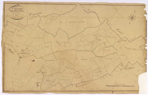 Chazeuil, cadastre ancien : plan parcellaire de la section B dite du Bourg, feuille 1