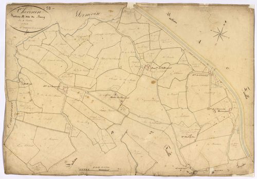 Chevenon, cadastre ancien : plan parcellaire de la section B dite du Bourg, feuille 1